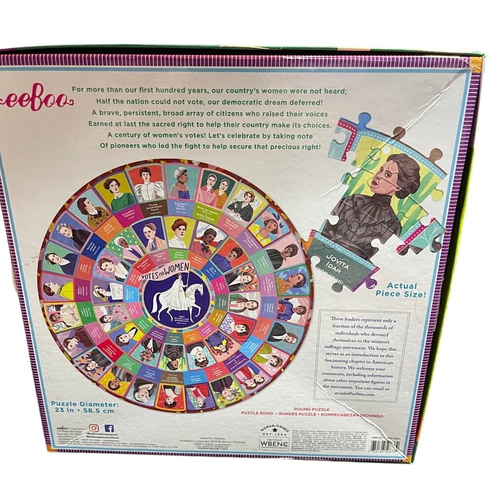 Votes for Women 500 piece eeBoo's Round Puzzle Complete Informational Poster - Picture 4 of 5